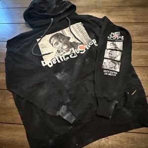 Poetic Justice Tupac Long Sleeve Hoodie, Men's Size L,‎ Black
